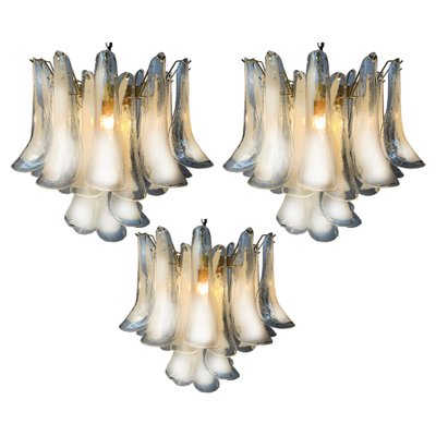 White Petal Chandeliers in Murano Glass, 1990s, Set of 3-OVO-1706144