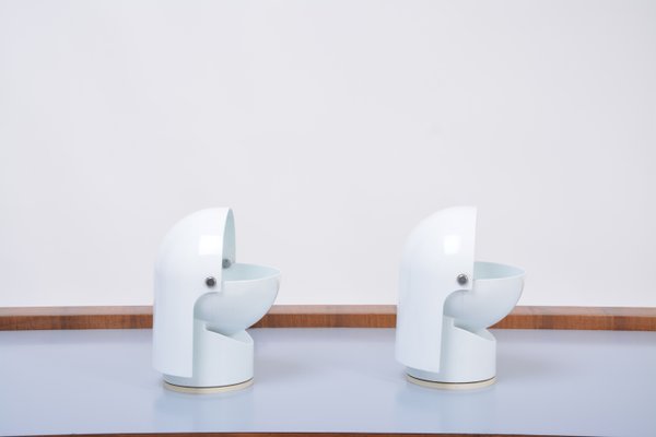 White Pileino Desk Lamps by Gae Aulenti for Artemide, 1972, Set of 2-FN-1254235