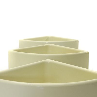 White Plaster Corner Flower Pots from Elco, 1970s, Set of 3-EZ-694670