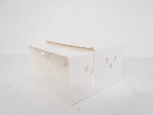 White Plastic Nesting Tables, 1970s, Set of 2-ZO-1702926