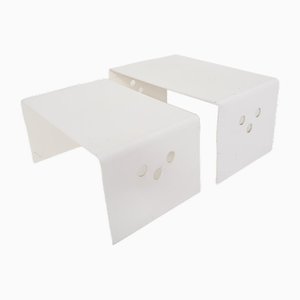 White Plastic Nesting Tables, 1970s, Set of 2-ZO-1702926