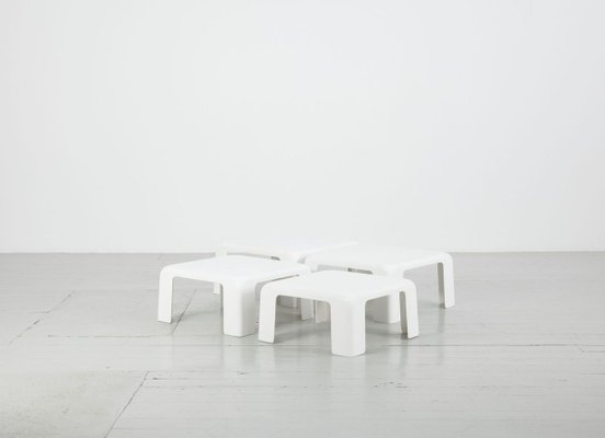 White Plastic Quattro Gatti Side Tables by Mario Bellini for B&B Italia, 1967, Set of 4-AA-825779