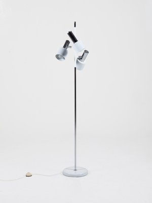 White-Polished Chromed Metal Floor Lamp from Koch & Lowy OMI, 1960s-QVY-565678