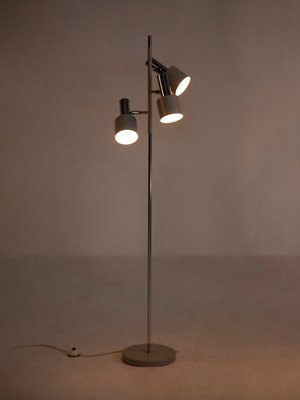 White-Polished Chromed Metal Floor Lamp from Koch & Lowy OMI, 1960s-QVY-565678