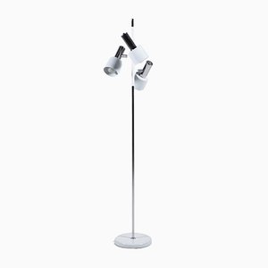 White-Polished Chromed Metal Floor Lamp from Koch & Lowy OMI, 1960s-QVY-565678