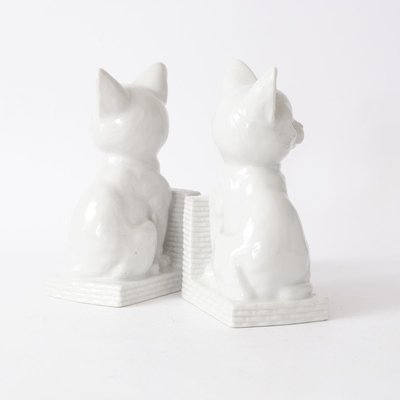 White Porcelain Cat Bookends, 1960s, Set of 2-IXK-1073078