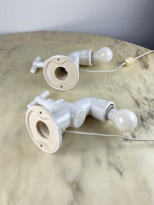 White Porcelain Wall Lamps, Italy, 1980s, Set of 2-YST-1758439