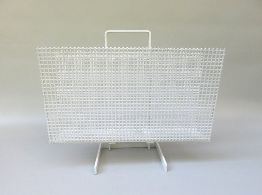 White Powder-Coated Metal Magazine Rack, 1970s-EY-952647