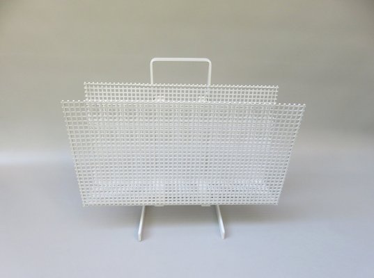 White Powder-Coated Metal Magazine Rack, 1970s-EY-952647