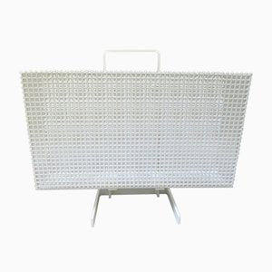 White Powder-Coated Metal Magazine Rack, 1970s-EY-952647