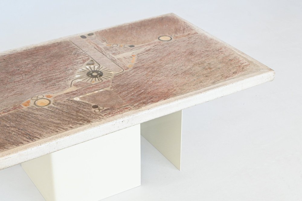 White Rectangular Coffee Table Artwork by Paul Kingma, the Netherlands, 1986