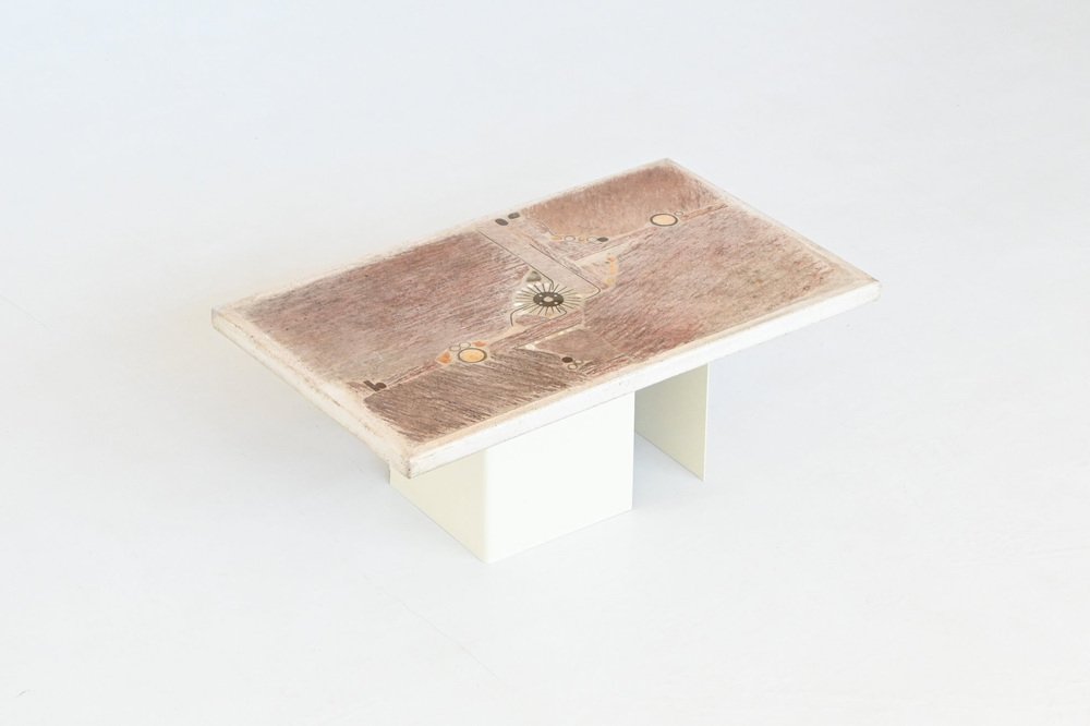 White Rectangular Coffee Table Artwork by Paul Kingma, the Netherlands, 1986