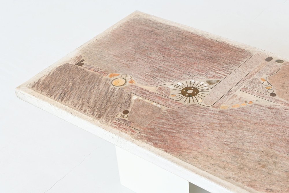 White Rectangular Coffee Table Artwork by Paul Kingma, the Netherlands, 1986