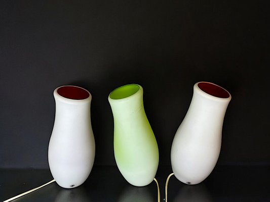 White Red and Green Glass Leaning Table Lamps Mylonit by Ikea, 1999, Set of 3-SCS-2040559