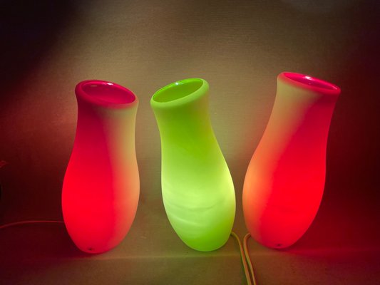 White Red and Green Glass Leaning Table Lamps Mylonit by Ikea, 1999, Set of 3-SCS-2040559