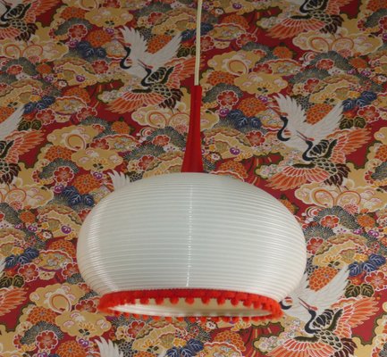 White & Red Ceiling Lamp, 1970s-AFE-1093295