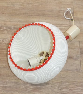 White & Red Ceiling Lamp, 1970s-AFE-1093295