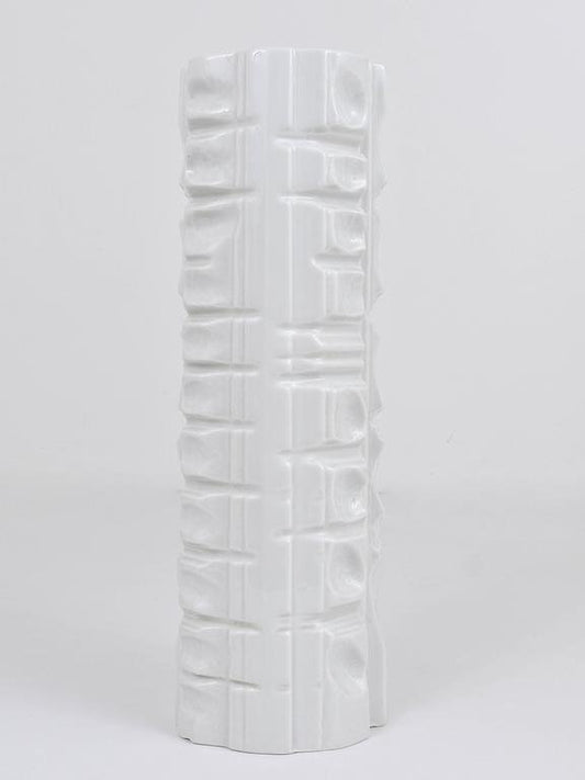 White Relief Op Art Porcelain Vase attributed to Rosenthal, Germany, 1960s