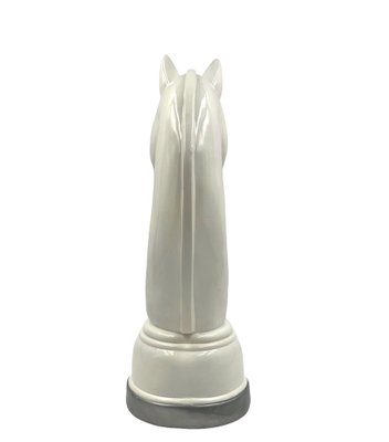 White Resin Chess Horse Sculpture, Italy, 1970s-TXN-1787393