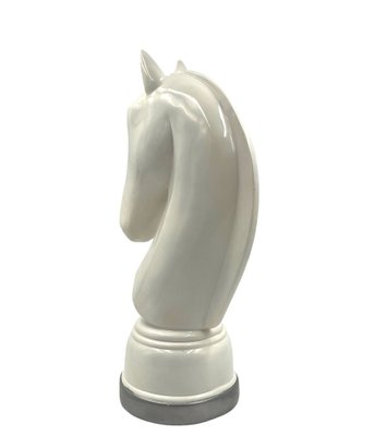 White Resin Chess Horse Sculpture, Italy, 1970s-TXN-1787393