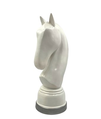 White Resin Chess Horse Sculpture, Italy, 1970s-TXN-1787393