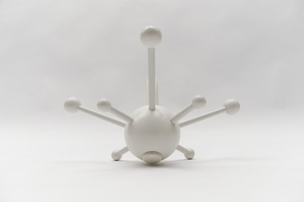 White Sputnik Wall Hook Lacquered Wood and Metal in the style of Osvaldo Borsani, 1970s-KQB-1758429