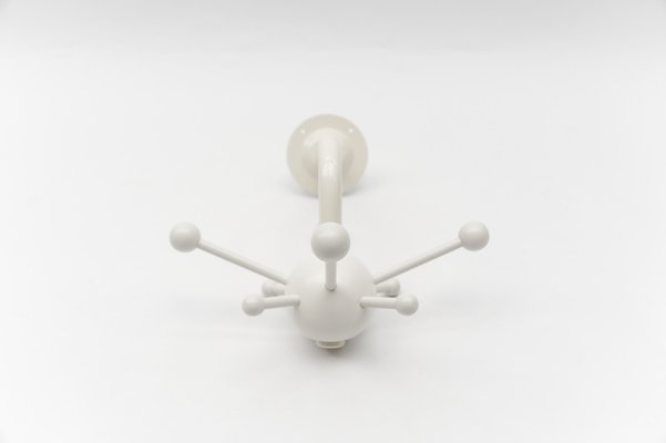 White Sputnik Wall Hook Lacquered Wood and Metal in the style of Osvaldo Borsani, 1970s-KQB-1758429