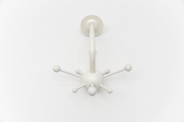 White Sputnik Wall Hook Lacquered Wood and Metal in the style of Osvaldo Borsani, 1970s-KQB-1758429