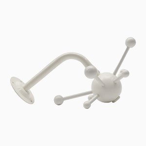 White Sputnik Wall Hook Lacquered Wood and Metal in the style of Osvaldo Borsani, 1970s-KQB-1758429