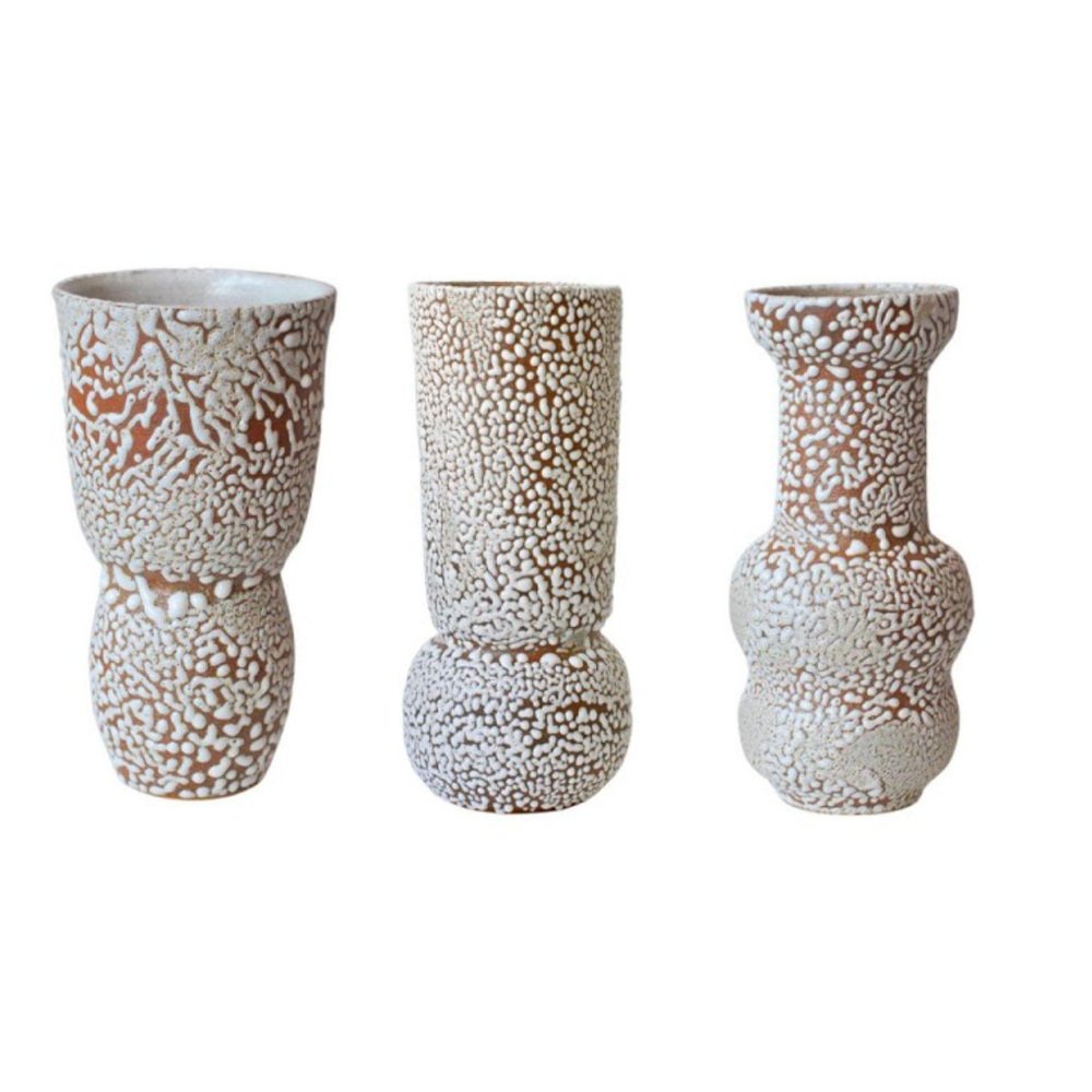 White Stoneware Vases by Moïo Studio, Set of 3