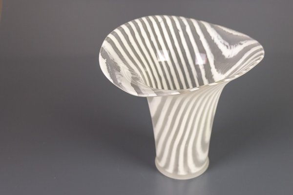 White Striped Glass Vase by Peill & Putzle, 1970s-KEG-904533