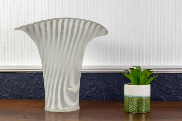 White Striped Glass Vase by Peill & Putzle, 1970s-KEG-904533