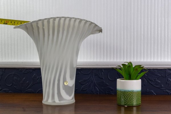 White Striped Glass Vase by Peill & Putzle, 1970s-KEG-904533