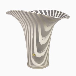 White Striped Glass Vase by Peill & Putzle, 1970s-KEG-904533