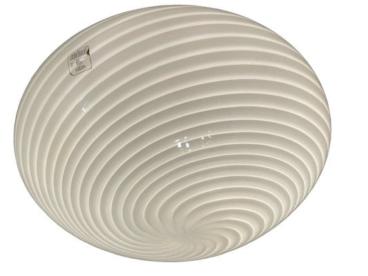 White Swirl Murano Glass Flush Mount, 1970s-JJC-1792947