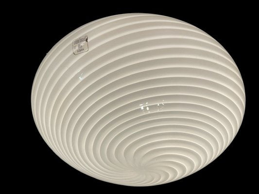 White Swirl Murano Glass Flush Mount, 1970s-JJC-1792947