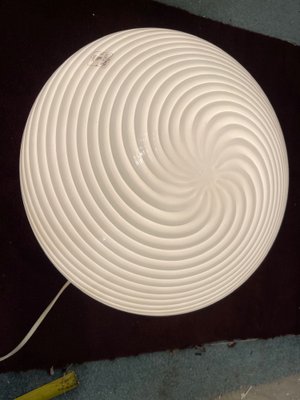 White Swirl Murano Glass Flush Mount, 1970s-JJC-1792947