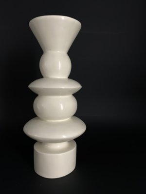 White Totem or Candle Holder in Lacquered Wood, 1980s-TXN-960823