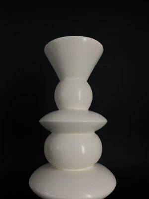 White Totem or Candle Holder in Lacquered Wood, 1980s-TXN-960823