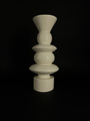 White Totem or Candle Holder in Lacquered Wood, 1980s-TXN-960823