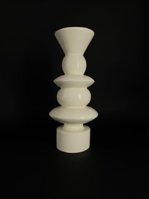 White Totem or Candle Holder in Lacquered Wood, 1980s-TXN-960823