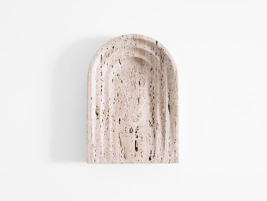 White Travertine Stone Dish by Henry Wilson