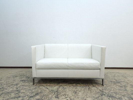 White Two-Seater Sofa in Real Leather from Walter Knoll / Wilhelm Knoll-BVM-1693596