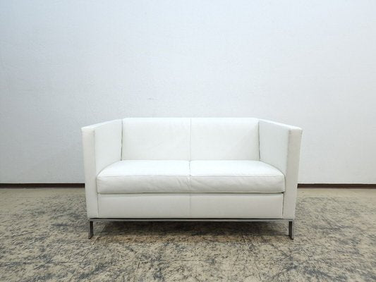 White Two-Seater Sofa in Real Leather from Walter Knoll / Wilhelm Knoll-BVM-1693596