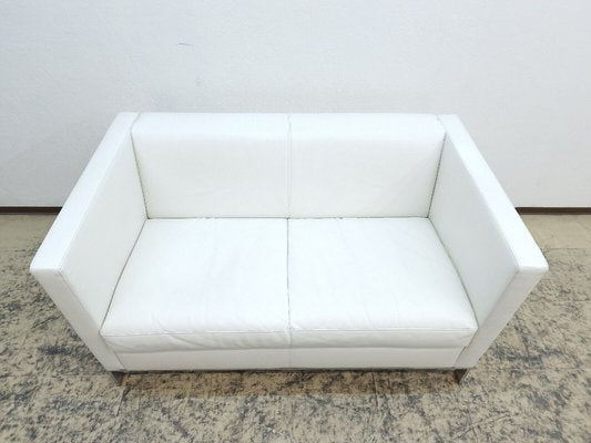 White Two-Seater Sofa in Real Leather from Walter Knoll / Wilhelm Knoll-BVM-1693596