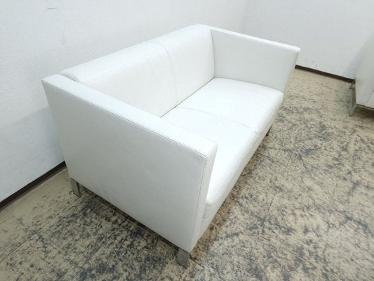 White Two-Seater Sofa in Real Leather from Walter Knoll / Wilhelm Knoll-BVM-1693596