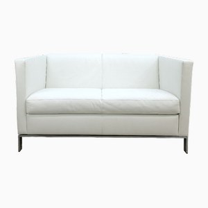 White Two-Seater Sofa in Real Leather from Walter Knoll / Wilhelm Knoll-BVM-1693596