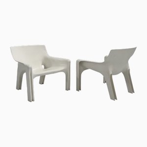 White Vicario Lounge Chairs by Vico Magistretti for Artemide, 1970s, Set of 2-WZS-2031468