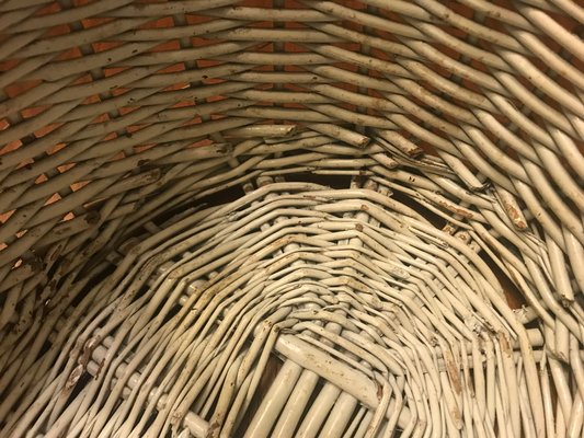 White Wicker Basket, 1970s-WQQ-1166490