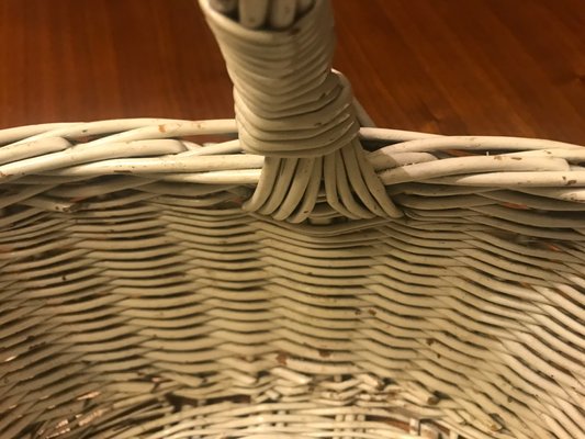 White Wicker Basket, 1970s-WQQ-1166490